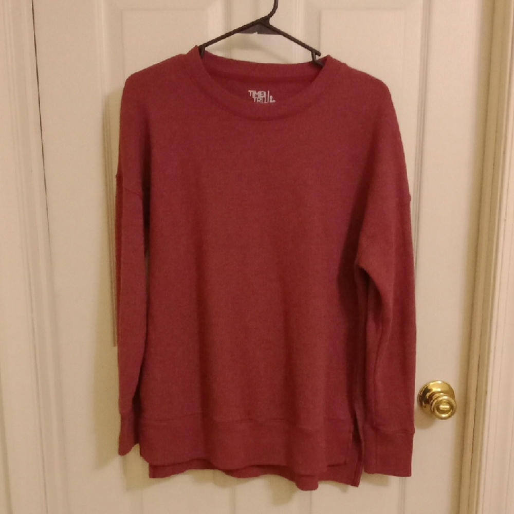 Red Crewneck Knit Sweater